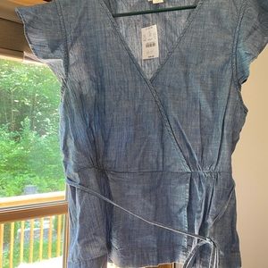 Chambray tie waist shirt